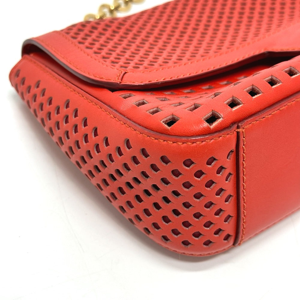 Salvatore Ferragamo Gancini Punching Chain Shoulder Bag in Red Leather for Women