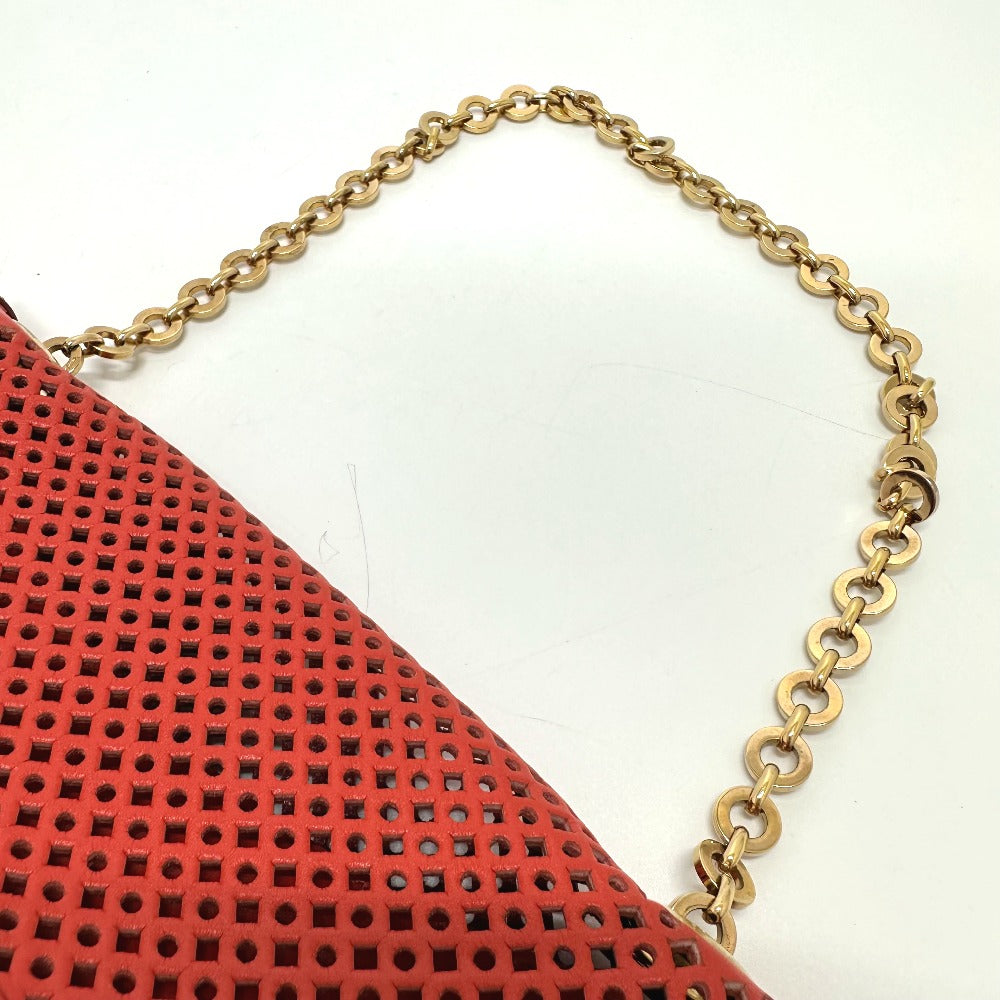 Salvatore Ferragamo Gancini Punching Chain Shoulder Bag in Red Leather for Women
