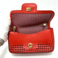 Salvatore Ferragamo Gancini Punching Chain Shoulder Bag in Red Leather for Women