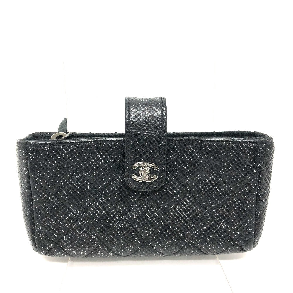 CHANEL CC Coco Mark Matelasse Coin Case/Coin Purse Pouch Leather Women's Black