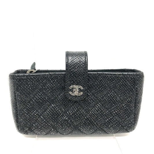 CHANEL CC ココマーク マトラッセ コインケース/小銭入れ ポーチ レザー レディース ブラック