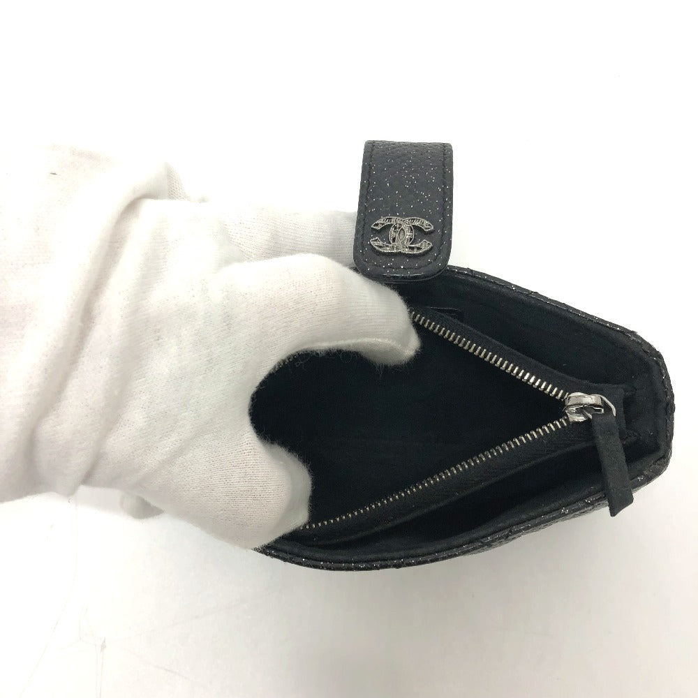 CHANEL CC Coco Mark Matelasse Coin Case/Coin Purse Pouch Leather Women's Black