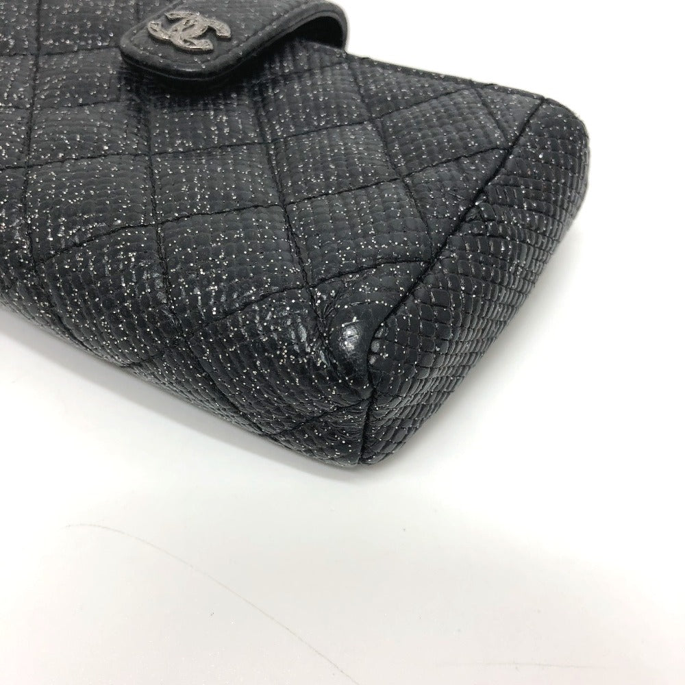 CHANEL CC Coco Mark Matelasse Coin Case/Coin Purse Pouch Leather Women's Black
