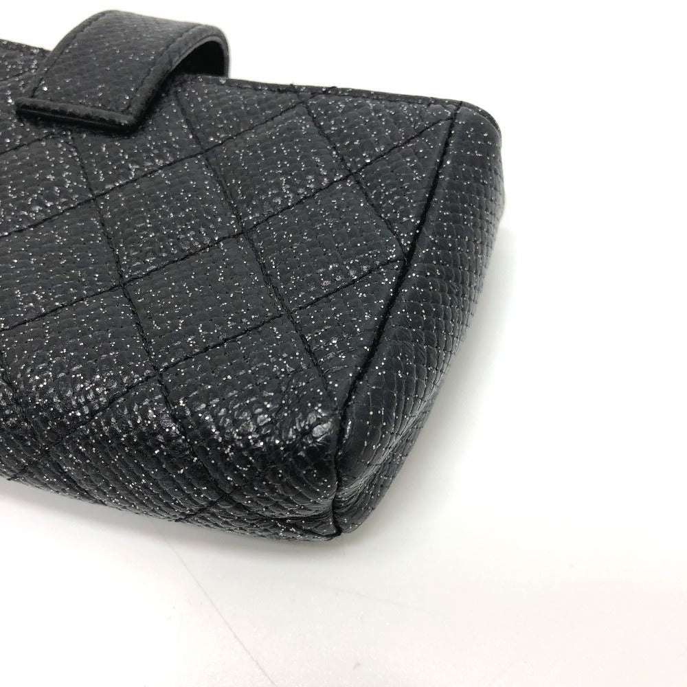 CHANEL CC Coco Mark Matelasse Coin Case/Coin Purse Pouch Leather Women's Black