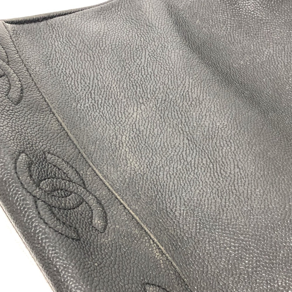 CHANEL Triple Coco Square Shoulder Tote Bag in Caviar Leather, Black