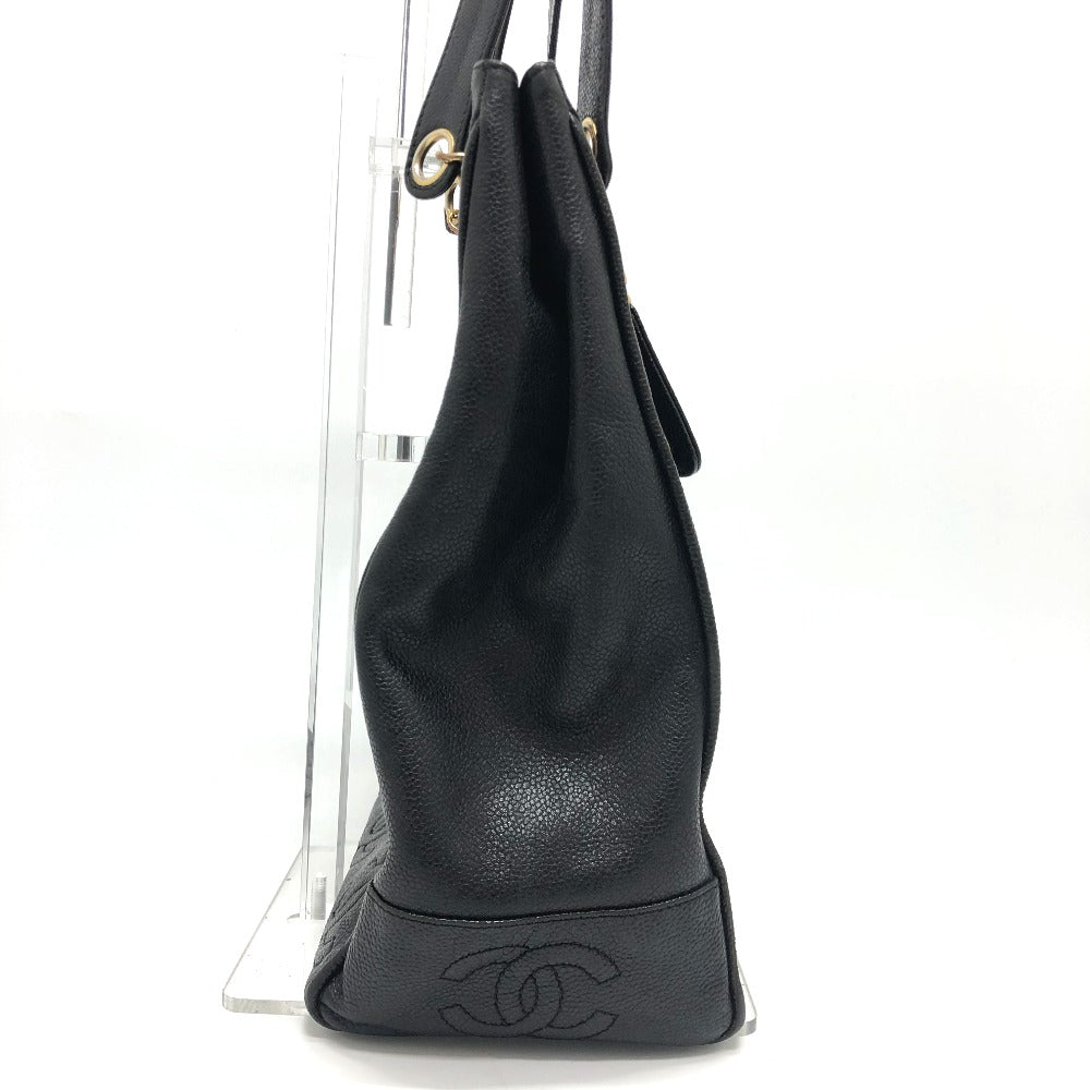 CHANEL Triple Coco Square Shoulder Tote Bag in Caviar Leather, Black