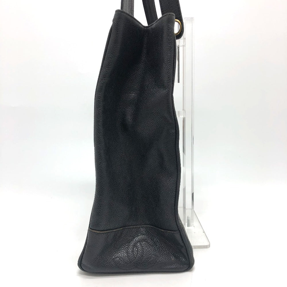 CHANEL Triple Coco Square Shoulder Tote Bag in Caviar Leather, Black