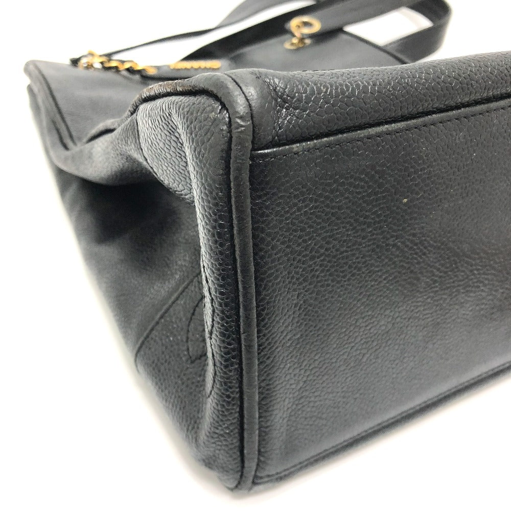 CHANEL Triple Coco Square Shoulder Tote Bag in Caviar Leather, Black