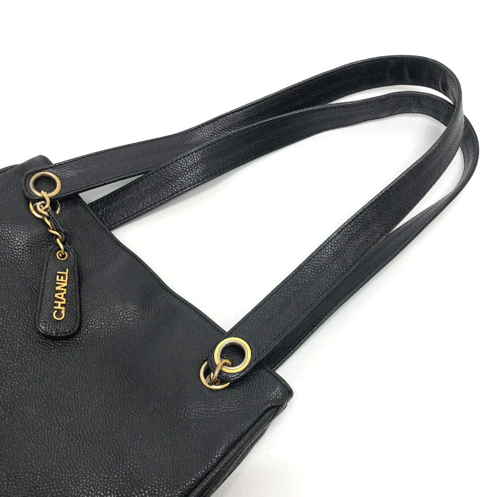 CHANEL Triple Coco Square Shoulder Tote Bag in Caviar Leather, Black