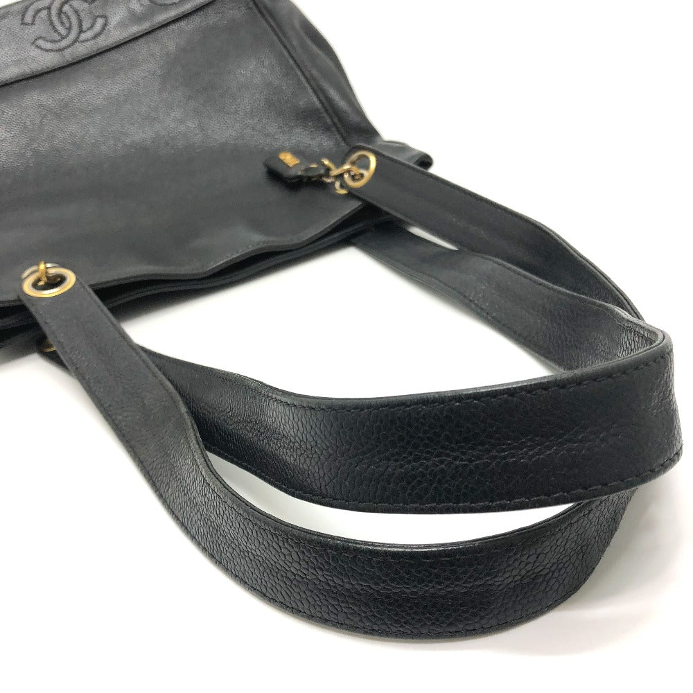CHANEL Triple Coco Square Shoulder Tote Bag in Caviar Leather, Black