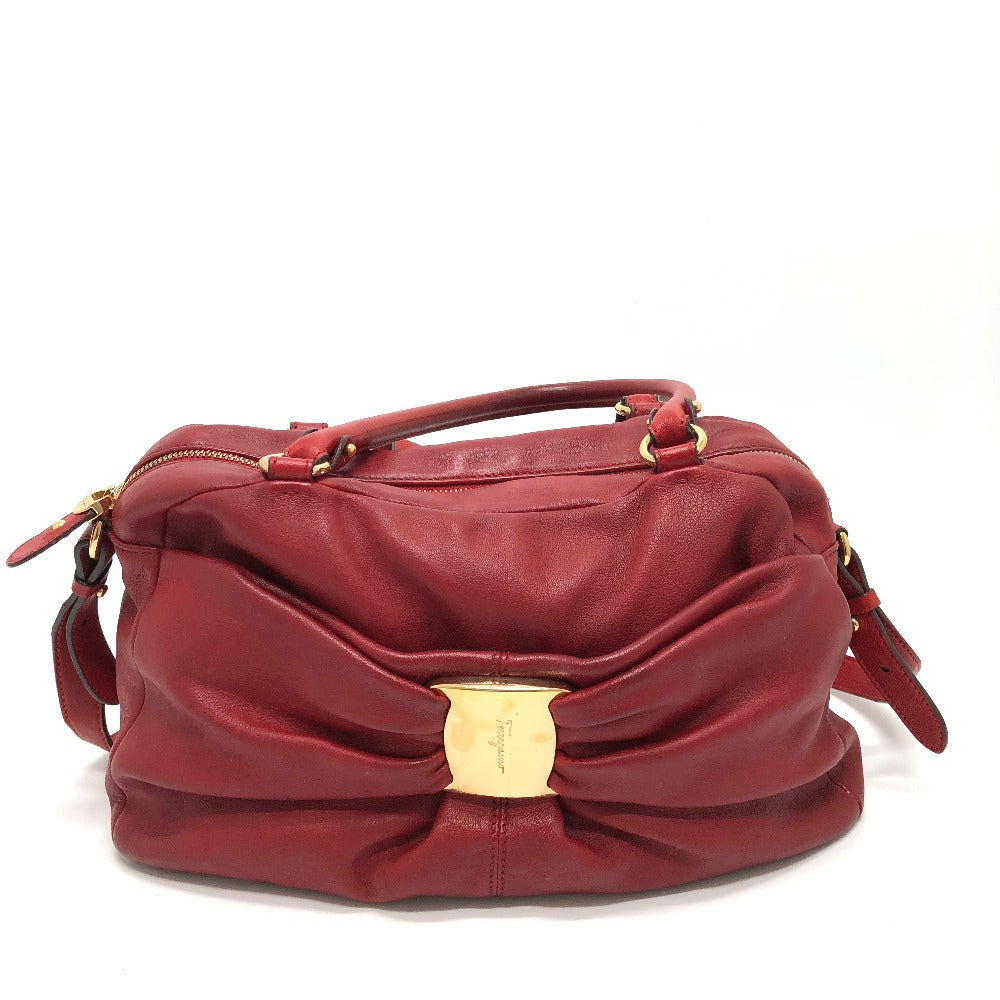 Salvatore Ferragamo DH-21C335 ヴァラ リボン/斜め掛け カバン 2WAY/カバン ハンドバッグ レザー レディース レッド