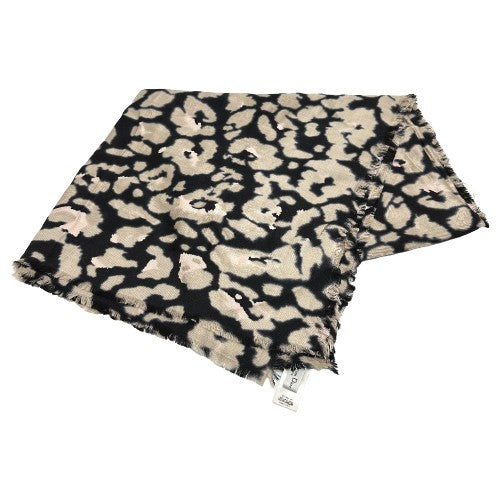Dior 14SOD141 Leopard Print Large Shawl/Scarf, Silk, Women's, Beige