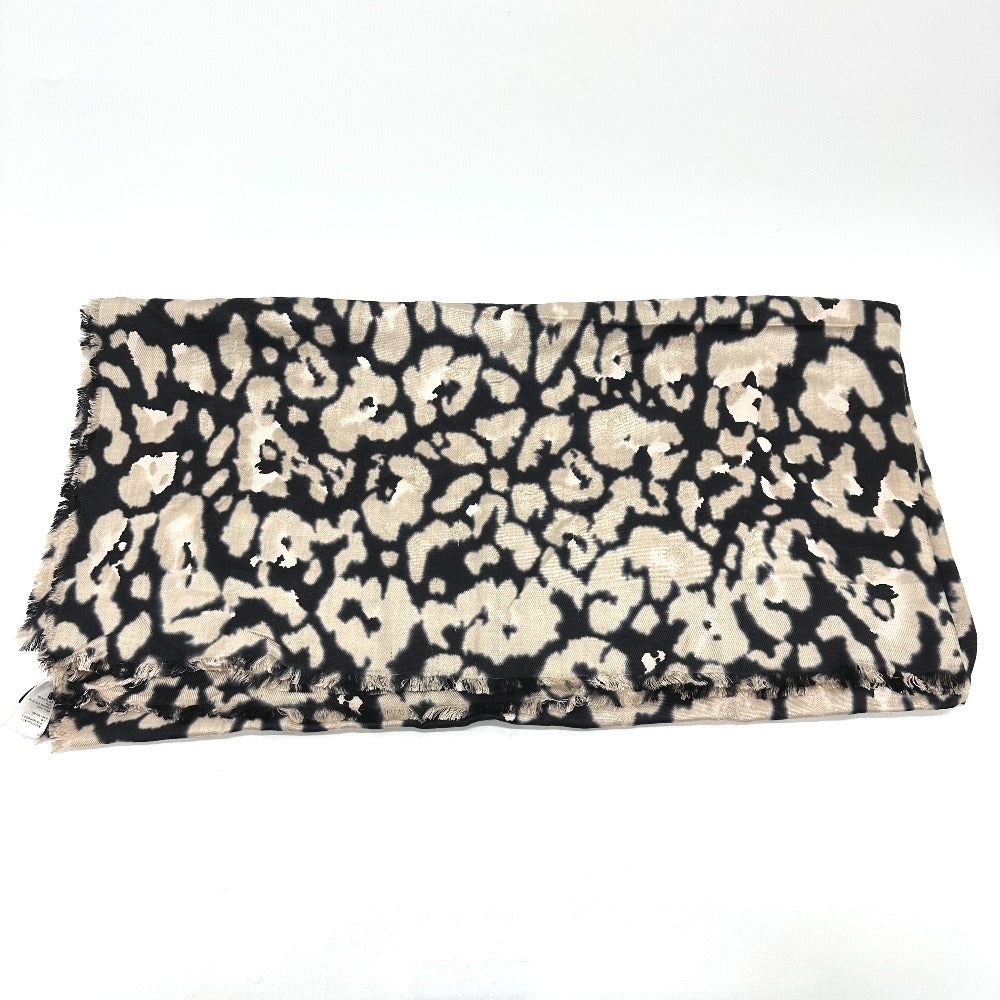 Dior 14SOD141 Leopard Print Large Shawl/Scarf, Silk, Women's, Beige