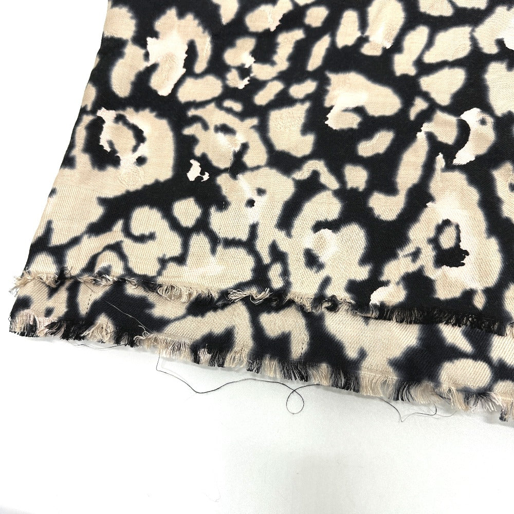 Dior 14SOD141 Leopard Print Large Shawl/Scarf, Silk, Women's, Beige