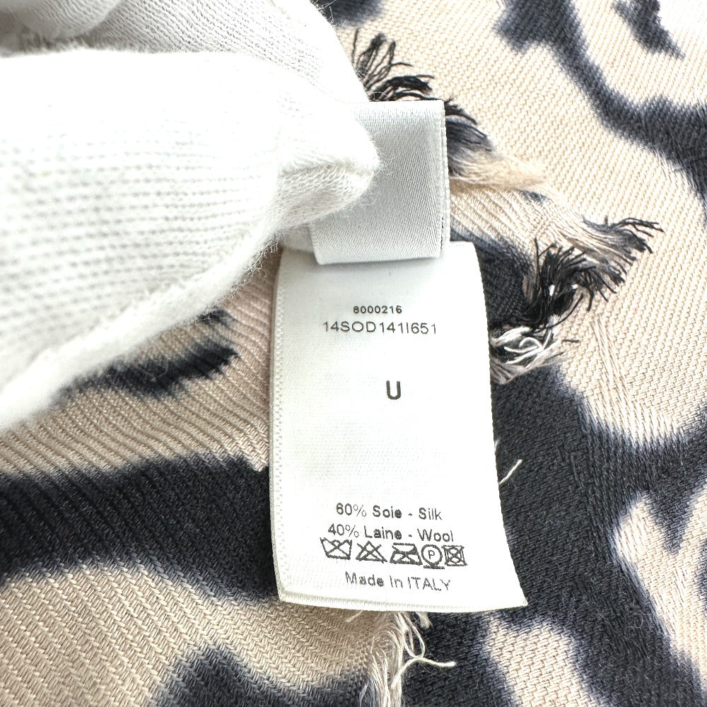 Dior 14SOD141 Leopard Print Large Shawl/Scarf, Silk, Women's, Beige