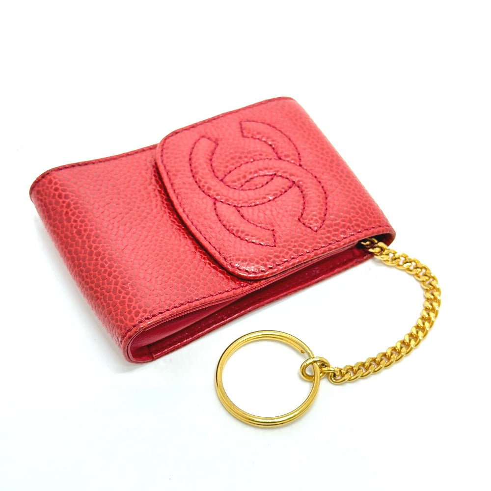 CHANEL CC Coco Mark Mini Pouch Cigarette Case in Caviar Leather, Red