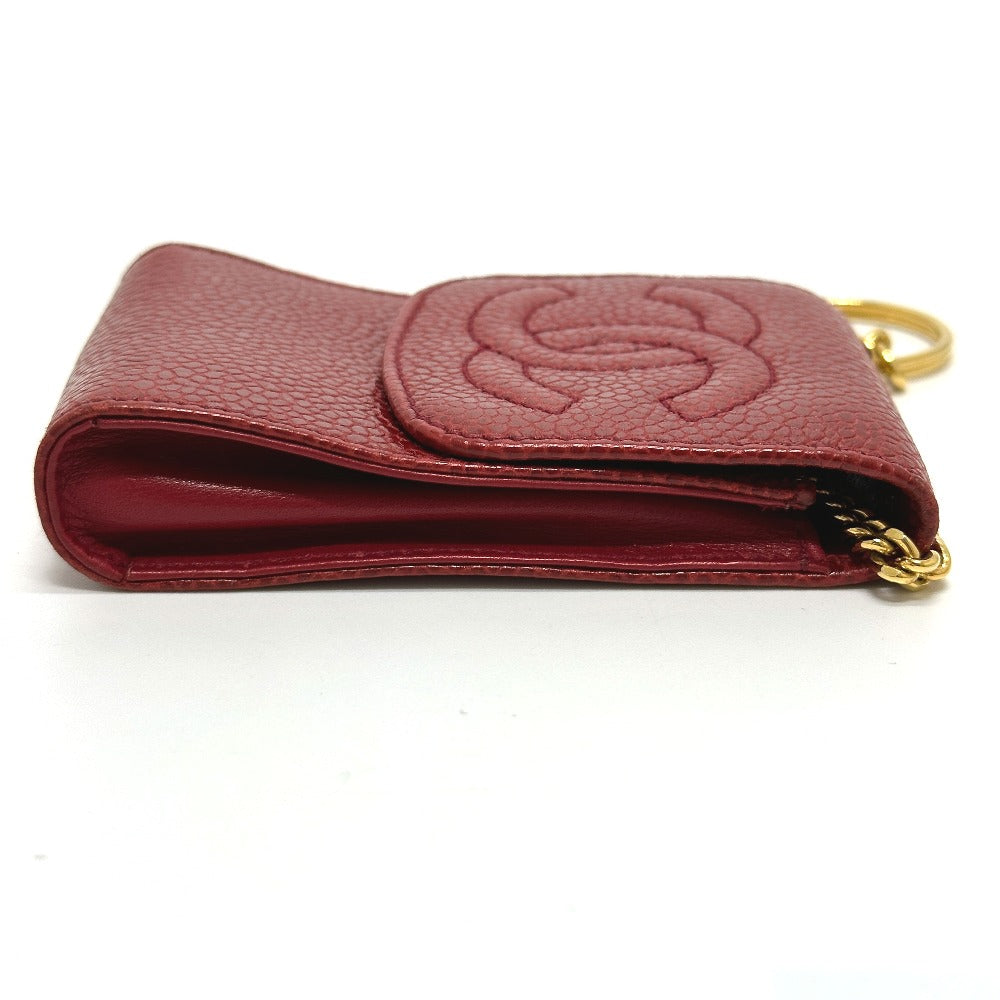 CHANEL CC Coco Mark Mini Pouch Cigarette Case in Caviar Leather, Red
