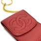 CHANEL CC Coco Mark Mini Pouch Cigarette Case in Caviar Leather, Red