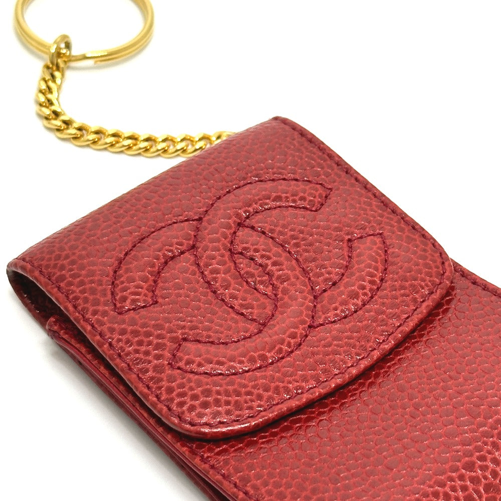 CHANEL CC Coco Mark Mini Pouch Cigarette Case in Caviar Leather, Red