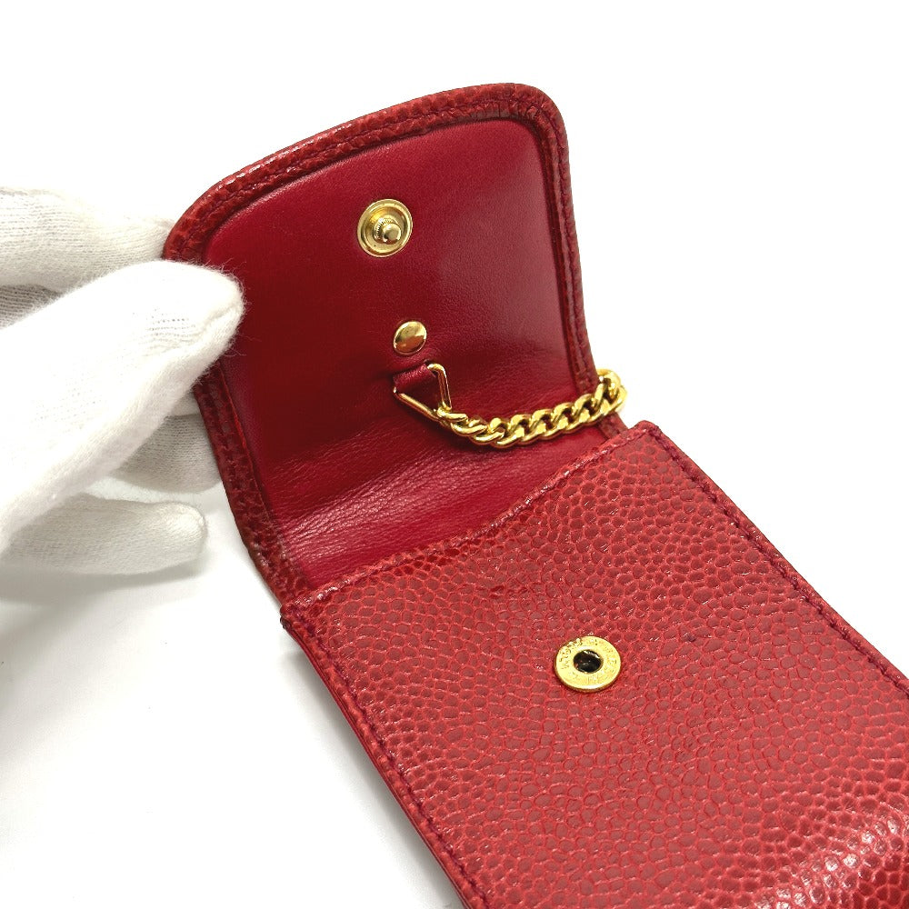 CHANEL CC Coco Mark Mini Pouch Cigarette Case in Caviar Leather, Red