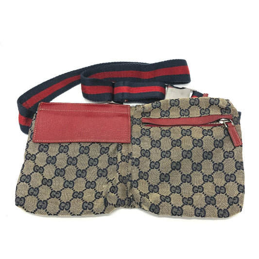 GUCCI 28566 GG/ロゴ ボディバッグ カバン ウエストバッグ GGキャンバス/レザー メンズ レッド