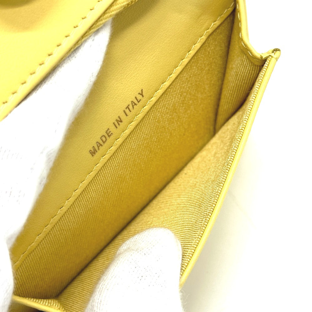 CHANEL AP1991 CC Coco Mark Classic Small Wallet, Card Case, Coin Case, Caviar Leather, Women's, Yellow