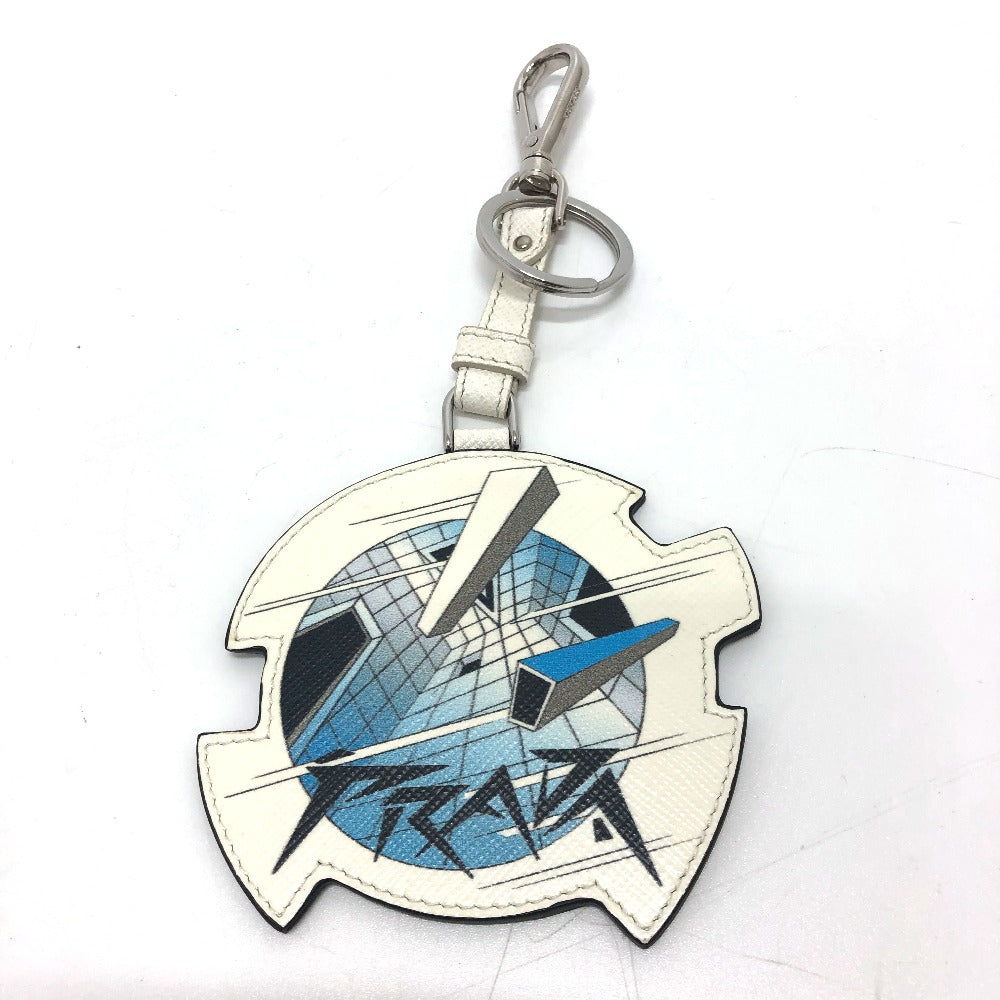 PRADA 2TL296 鍵/キーリング チャーム ファッション小物 キーホルダー サフィアーノレザ－ レディース ホワイト