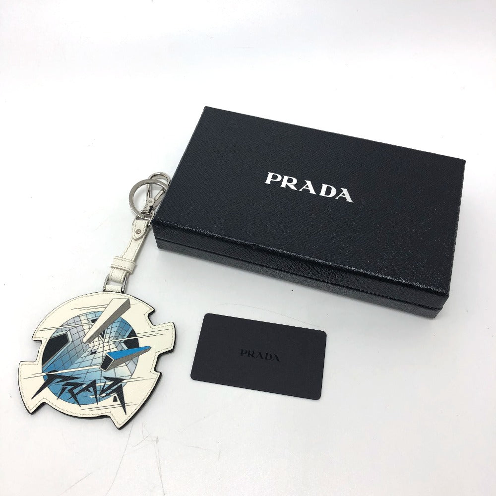 PRADA 2TL296 鍵/キーリング チャーム ファッション小物 キーホルダー サフィアーノレザ－ レディース ホワイト
