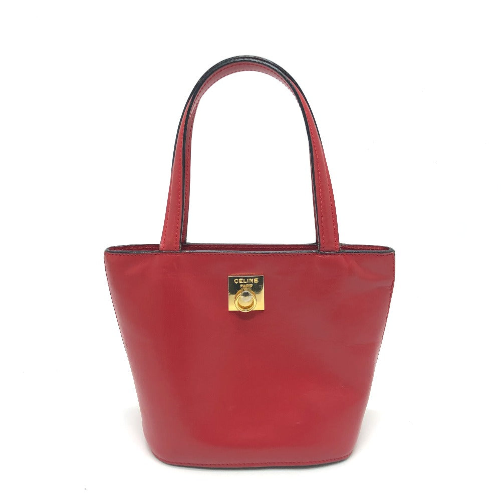 CELINE Mini Tote Bag Handbag Leather Women's Red