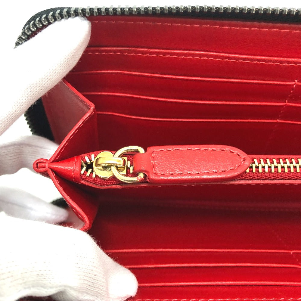 Christian Louboutin Panettone Spiked Studs Round Zip Long Wallet in Black Leather