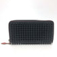 Christian Louboutin Panettone Spiked Studs Round Zip Long Wallet in Black Leather