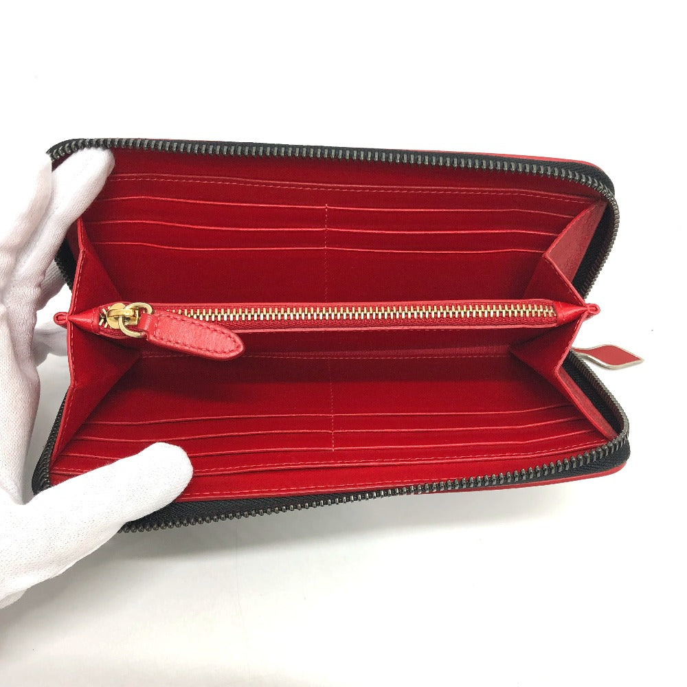 Christian Louboutin Panettone Spiked Studs Round Zip Long Wallet in Black Leather