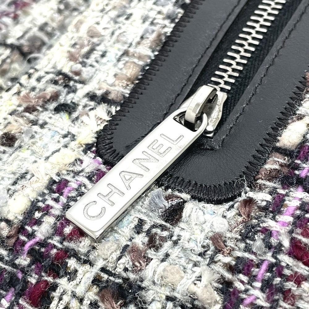 CHANEL カメリア フラップ チェーンバッグ カバン ショルダーバッグ ツイード レディース グレー