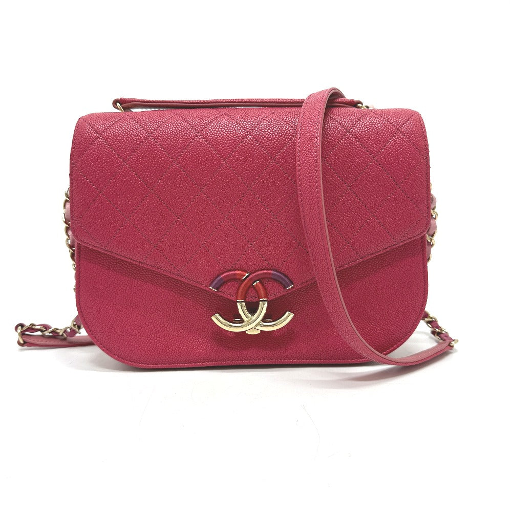 CHANEL Coco Mark CC Coil 2-Way Chain Shoulder Bag in Caviar Skin, Women's, Pink