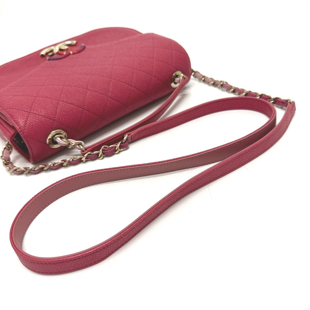 CHANEL Coco Mark CC Coil 2-Way Chain Shoulder Bag in Caviar Skin, Women's, Pink