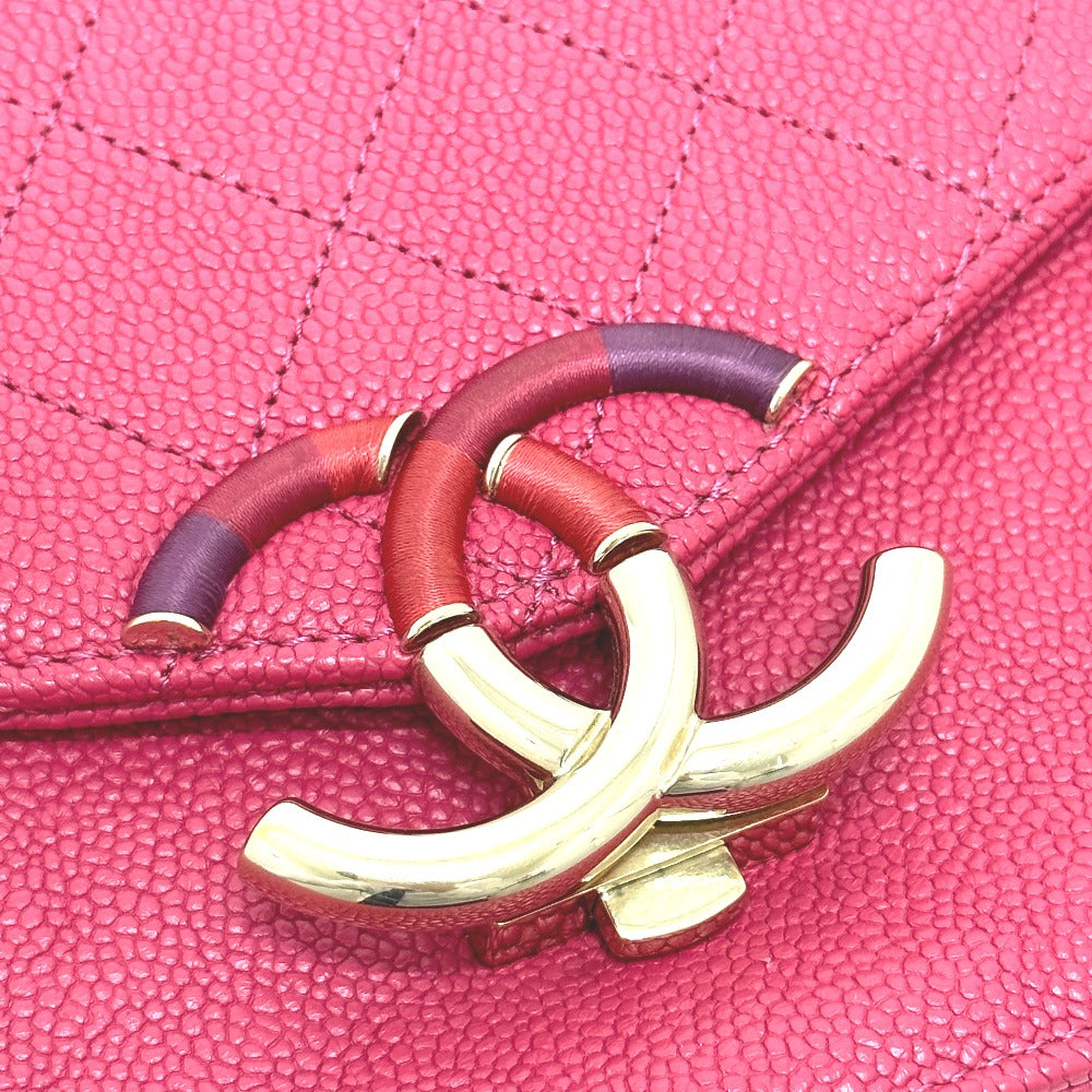 CHANEL Coco Mark CC Coil 2-Way Chain Shoulder Bag in Caviar Skin, Women's, Pink