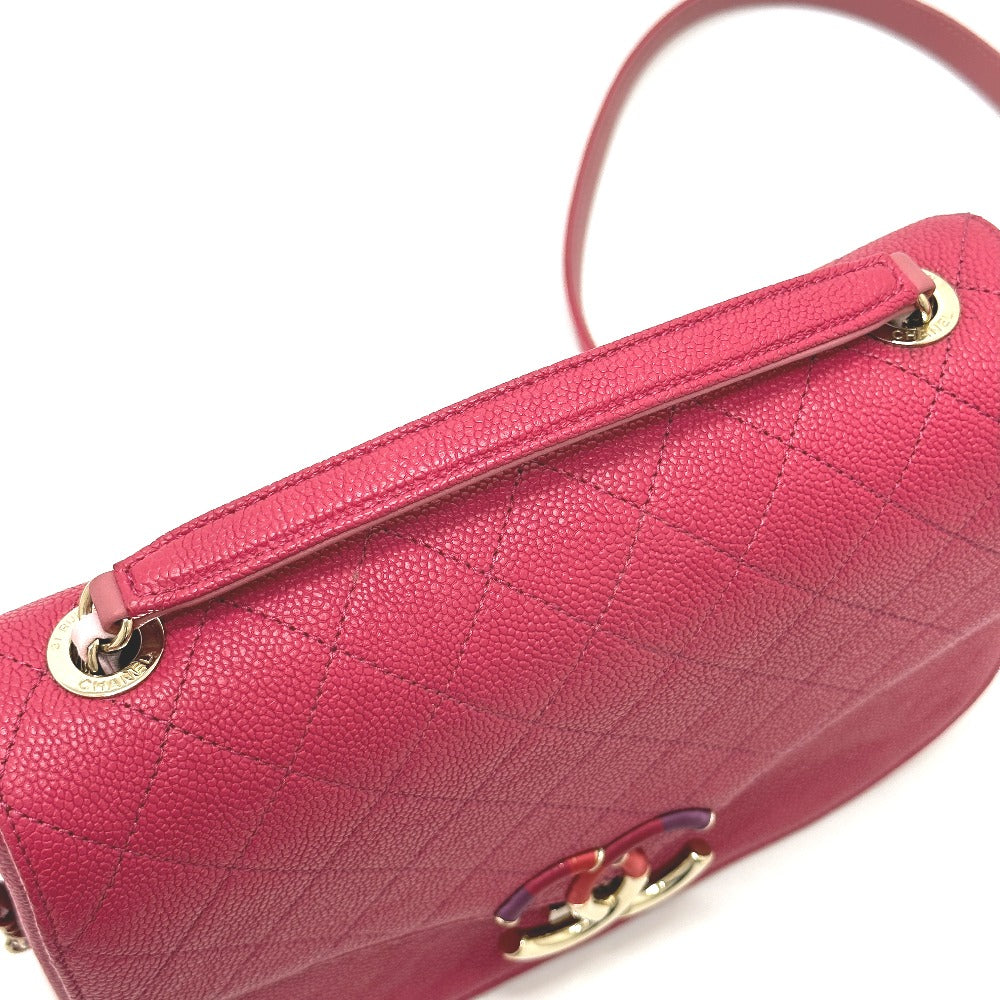 CHANEL Coco Mark CC Coil 2-Way Chain Shoulder Bag in Caviar Skin, Women's, Pink
