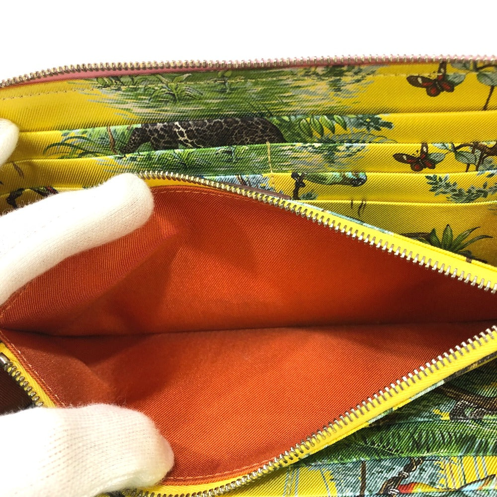 HERMES All-Over Print Azap Long Silk-In Round Zipper Wallet/Wallet, Epsom Leather, Women's, Mauve Sylvestre, Pink