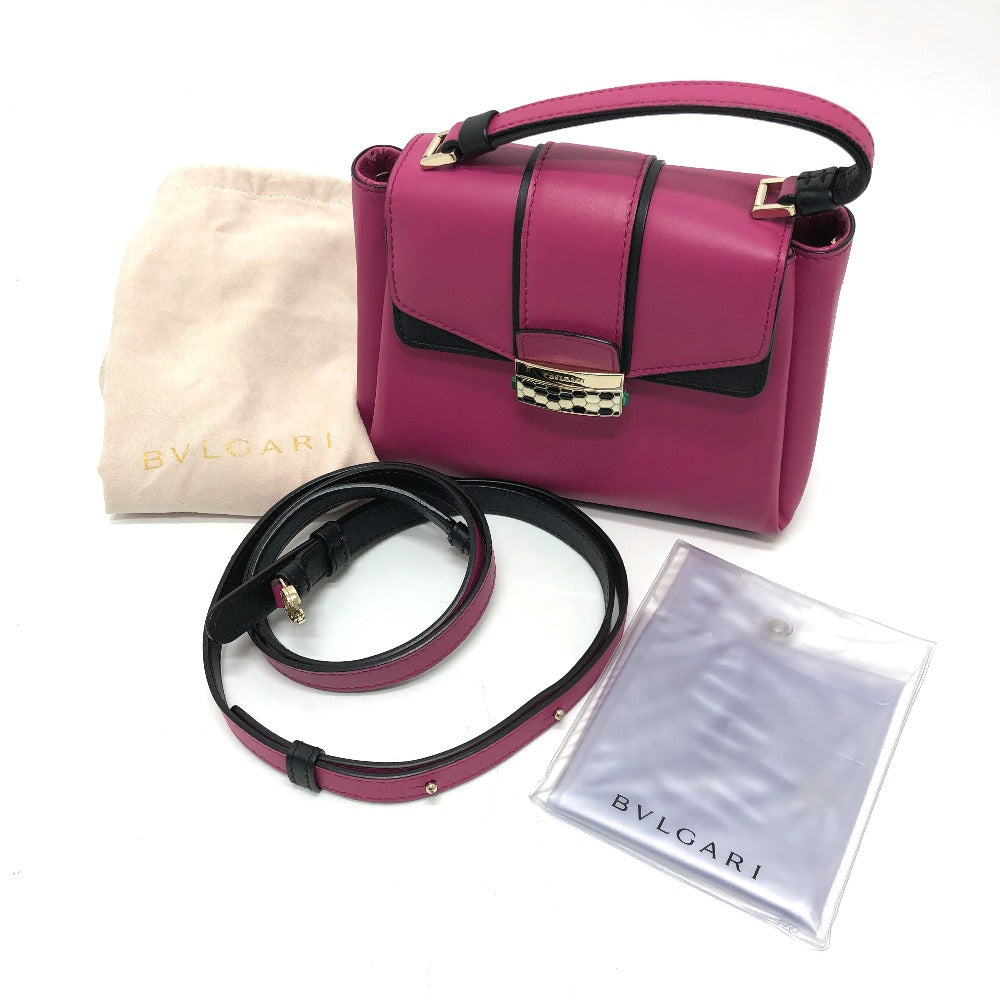 BVLGARI Serpenti Vipa 2-Way Shoulder Bag, Leather, Pink, Women's