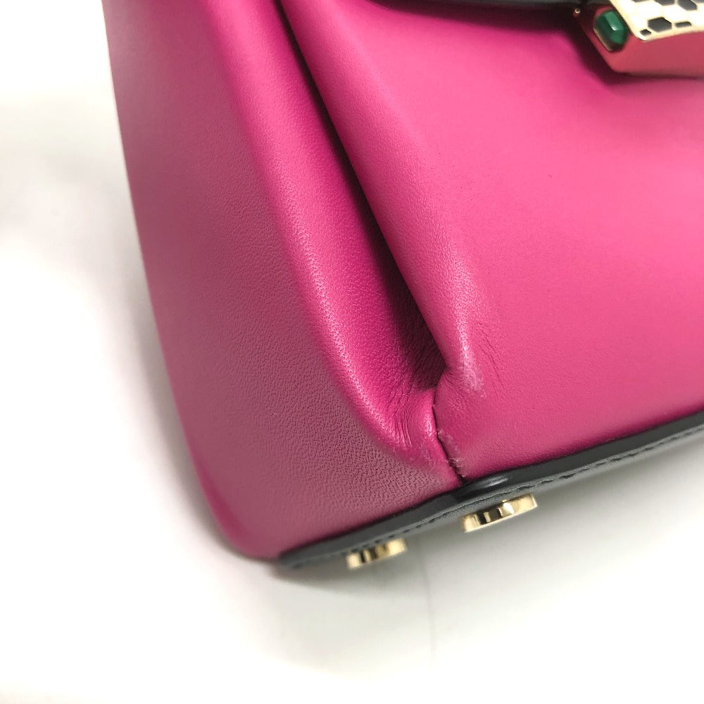 BVLGARI Serpenti Vipa 2-Way Shoulder Bag, Leather, Pink, Women's
