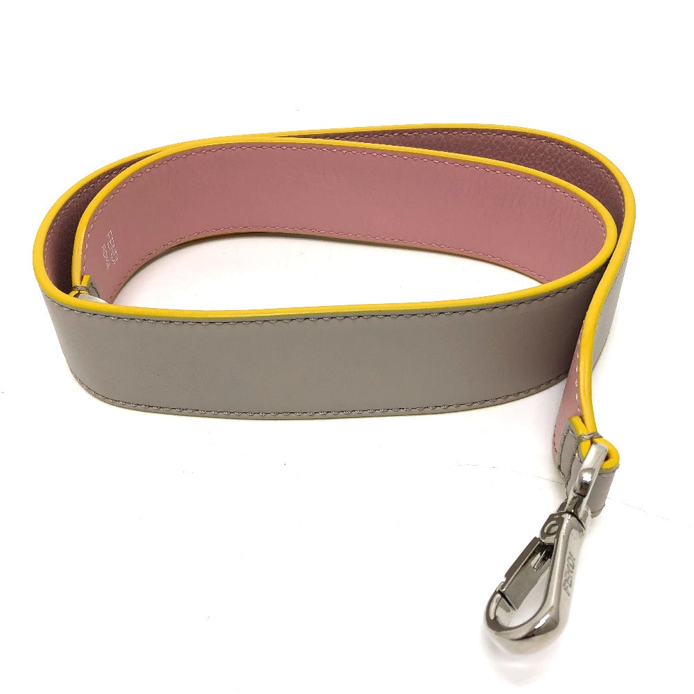 FENDI Strap Only Strap You Logo Shoulder Strap Leather Women's Gray/Pink