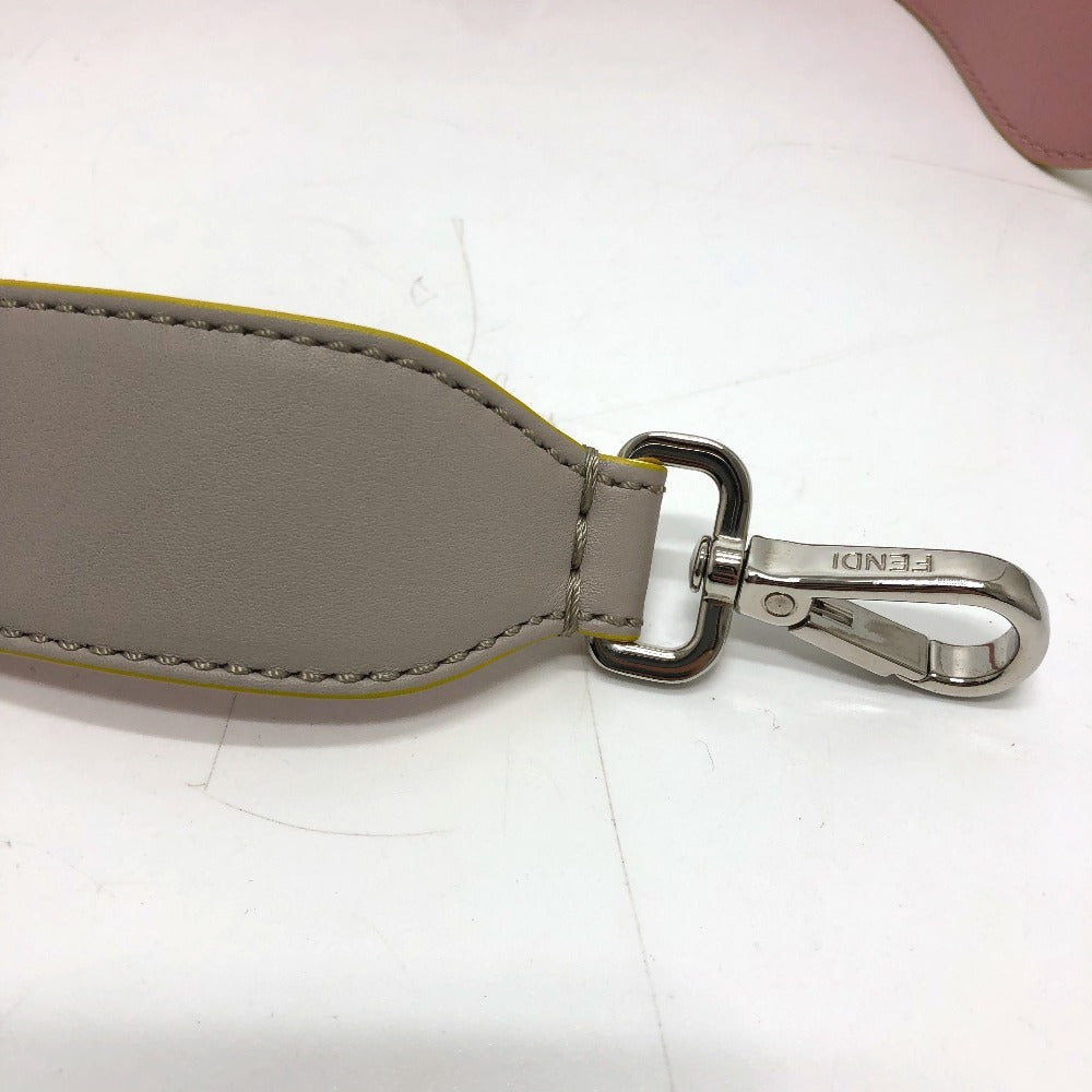 FENDI Strap Only Strap You Logo Shoulder Strap Leather Women's Gray/Pink