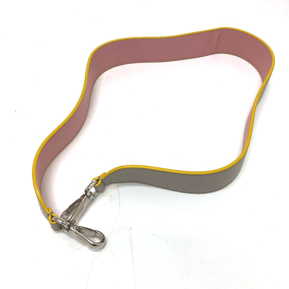 FENDI Strap Only Strap You Logo Shoulder Strap Leather Women's Gray/Pink