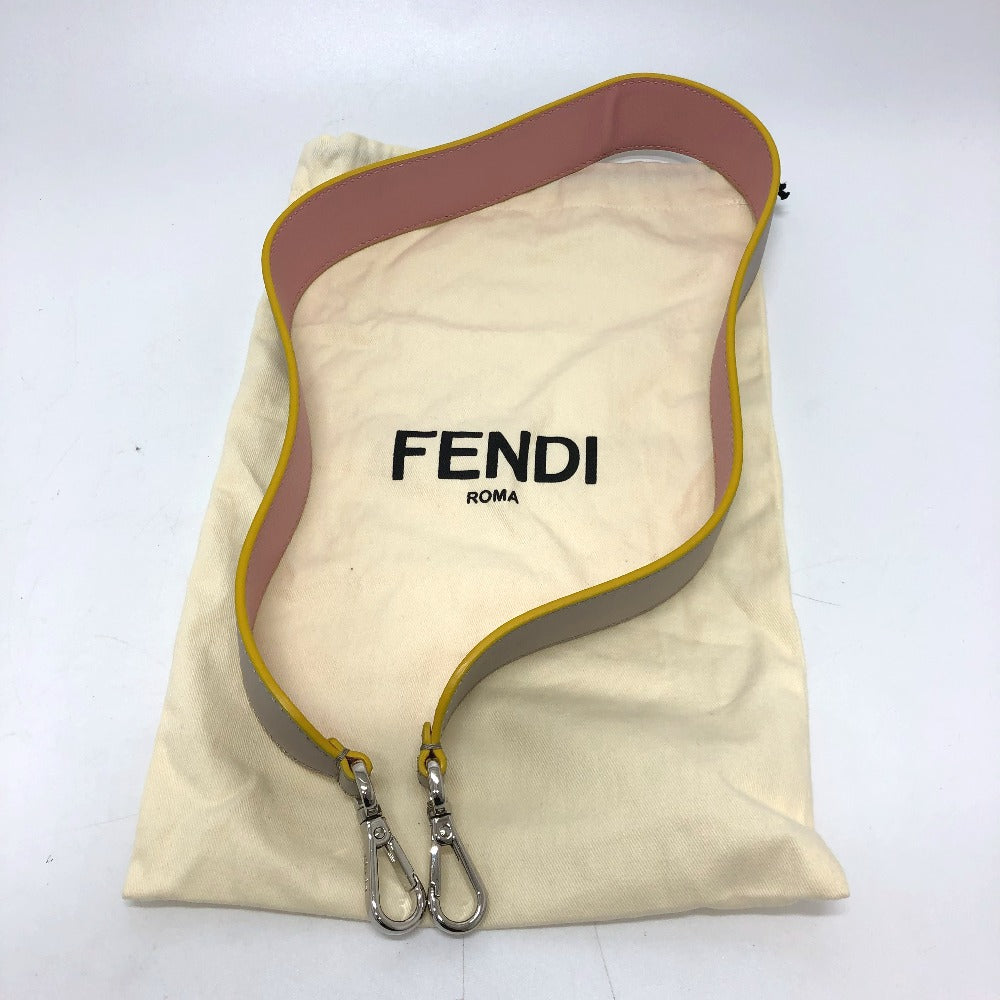 FENDI Strap Only Strap You Logo Shoulder Strap Leather Women's Gray/Pink