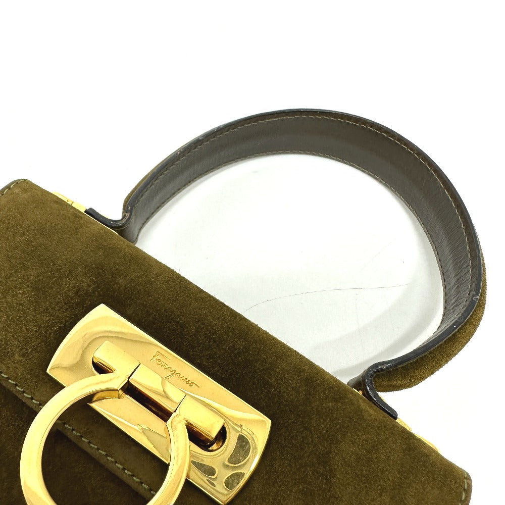 Salvatore Ferragamo Gancini handbag in brown suede for women