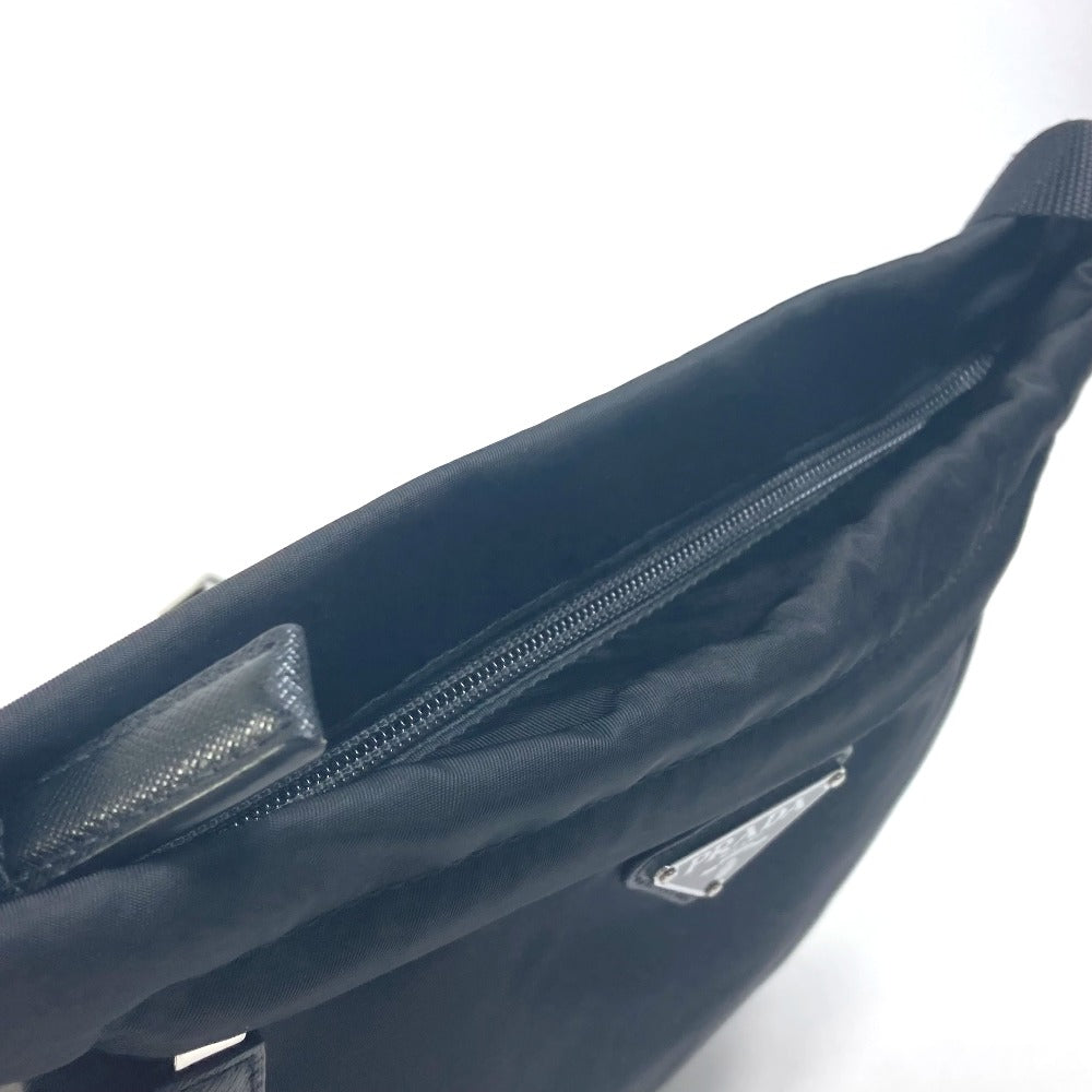 PRADA 2VH055 Logo Plate Triangle Logo Crossbody Shoulder Bag Nylon Men's Black