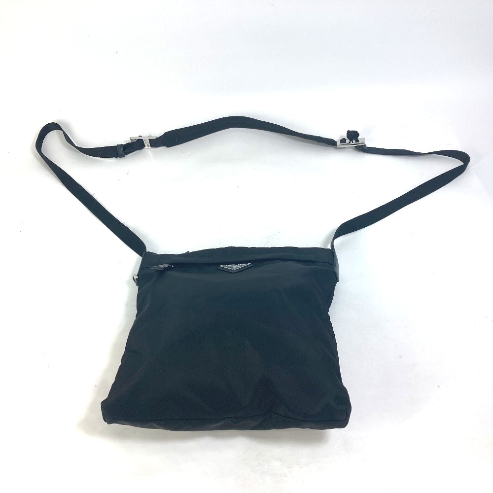 PRADA 2VH055 Logo Plate Triangle Logo Crossbody Shoulder Bag Nylon Men's Black