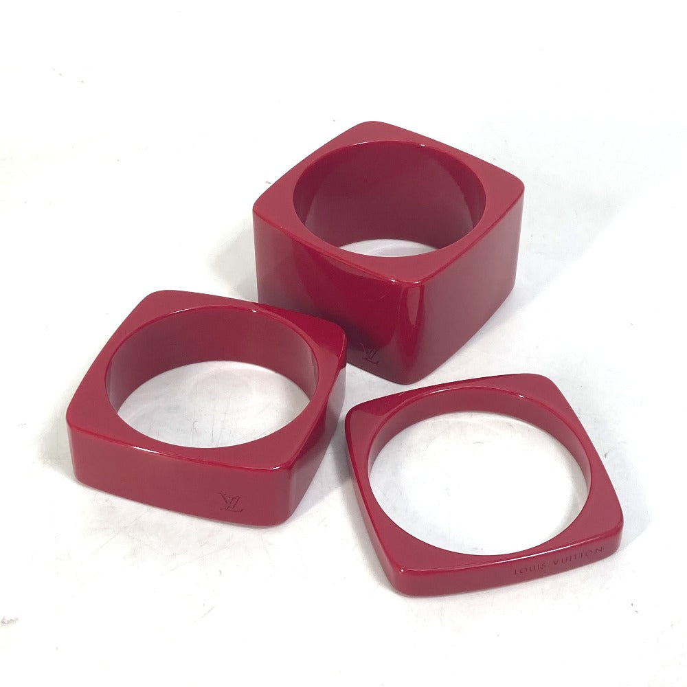 LOUIS VUITTON Square LV Logo 3-Piece Bracelet/Bangle Set in Red, Plastic, for Women