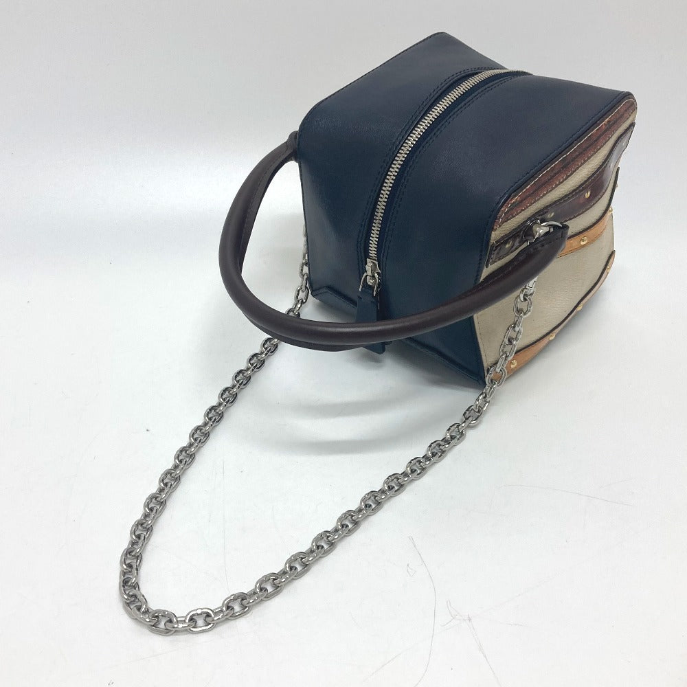 LOUIS VUITTON M52350 Trompe-l'oeil Chain 2-Way Handbag Leather Women's Black/Beige