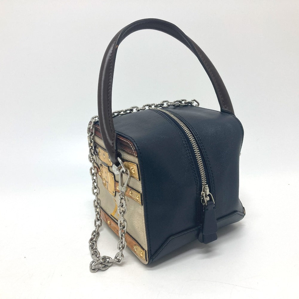 LOUIS VUITTON M52350 Trompe-l'oeil Chain 2-Way Handbag Leather Women's Black/Beige
